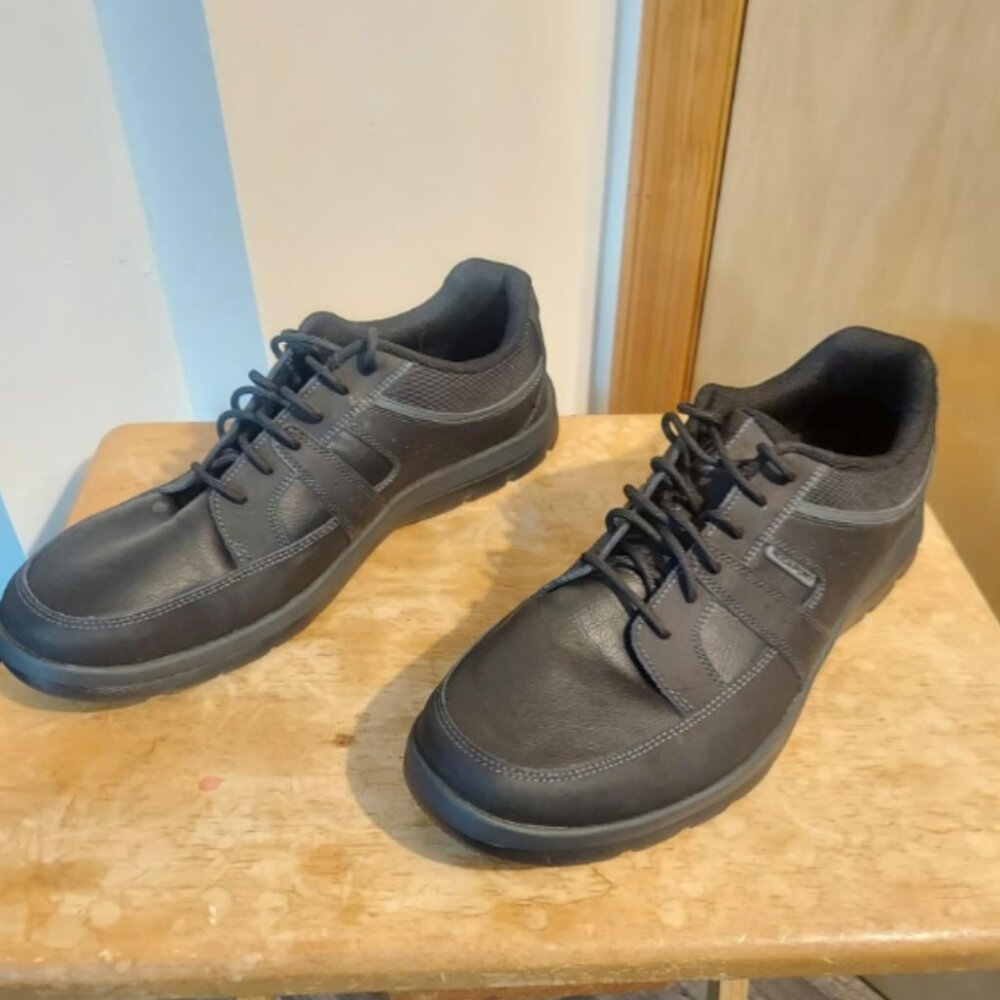 Rockport Get Your Kicks Blucher Men's US 14 Black Leather Sneaker Shoes EUC